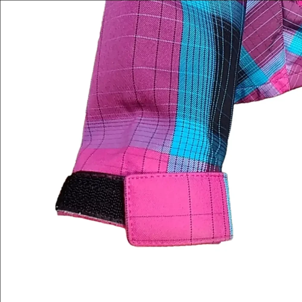 The North Face Women's Pink and Blue Plaid Fleece Lined Snowboard Ski Jacket - Picture 8 of 16
